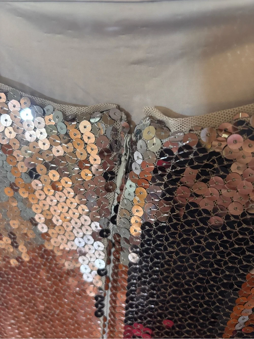 Silver Sequin Slip Dress